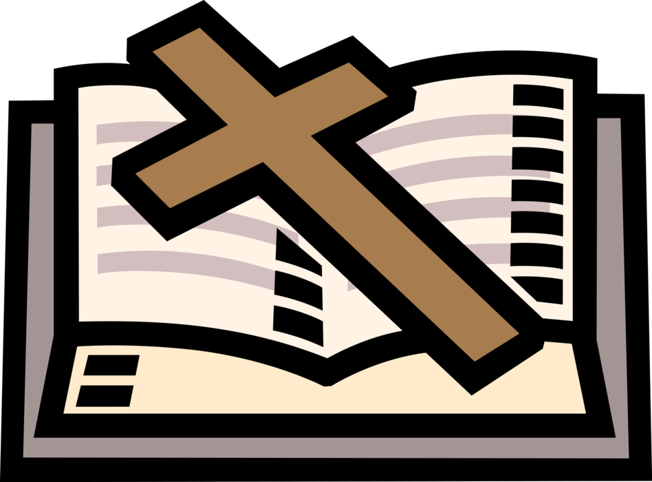 Vector Illustration of Christian Holy Bible Good Book and Crucifix Cross