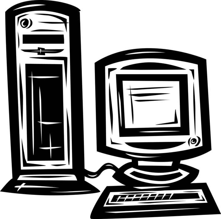 Vector Illustration of Computer Desktop System