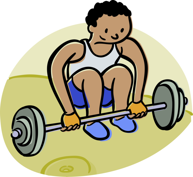 Vector Illustration of Weightlifter Lifts Barbell Weight Exercise Equipment used in Weight Training, Bodybuilding, Weightlifting