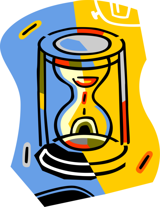 Vector Illustration of Hourglass or Sandglass, Sand Timer, or Sand Clock Measures Passage of Time