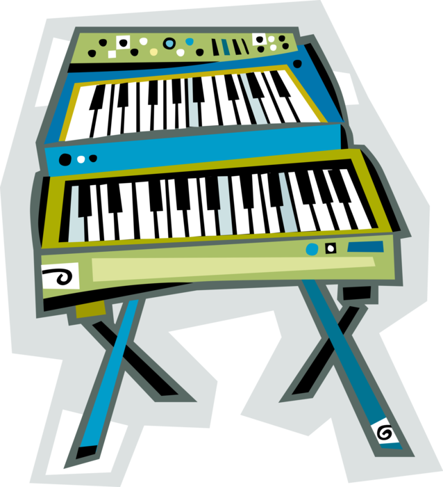Vector Illustration of Electronic Piano Keyboard Sound Synthesizer Musical Instrument