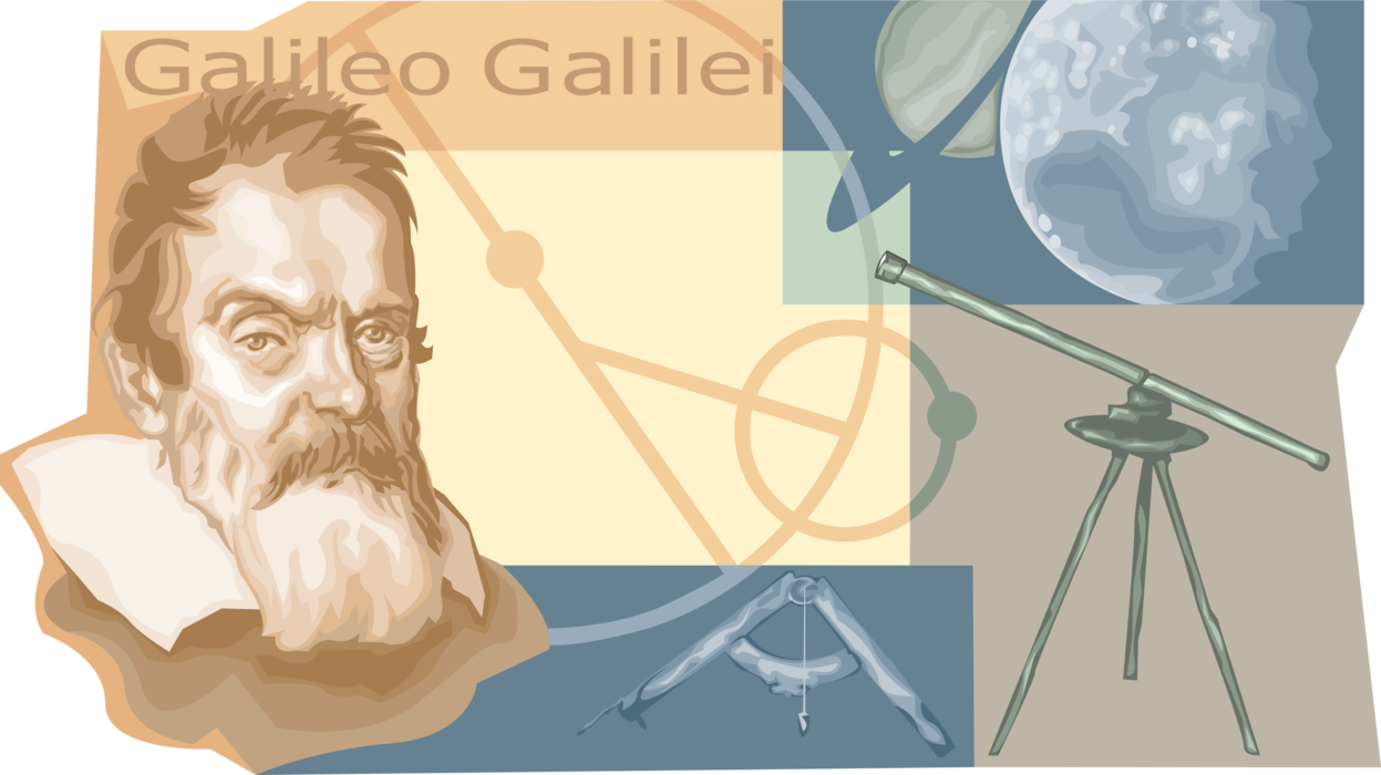 Vector Illustration of Galileo Galilei Italian Astronomer, Physicist, Engineer, Philosopher, and Mathematician