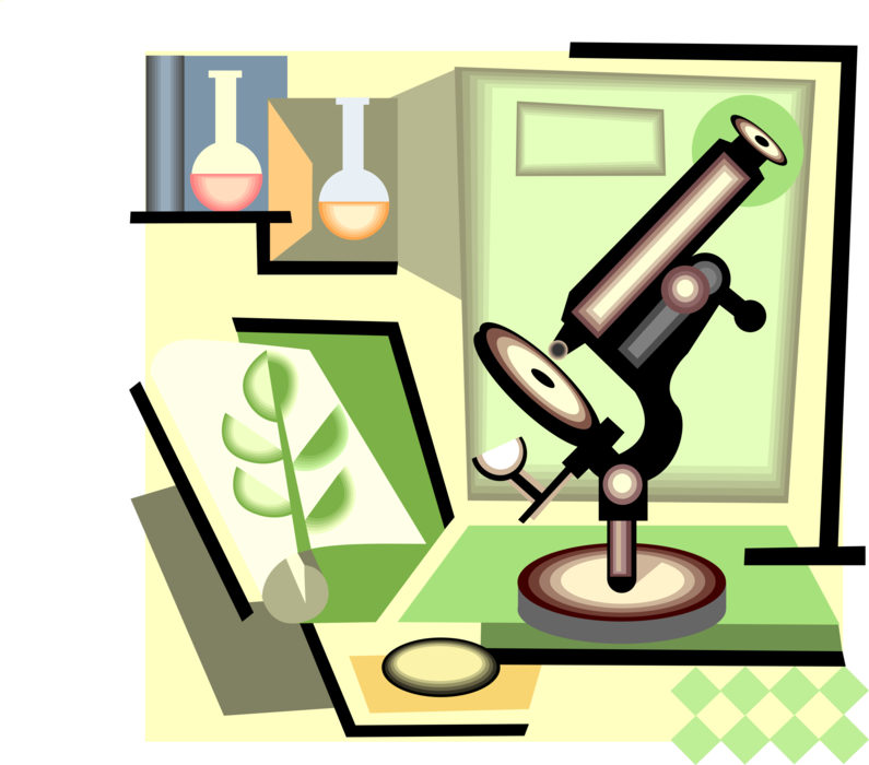 Vector Illustration of Scientific Research Laboratory with Microscope