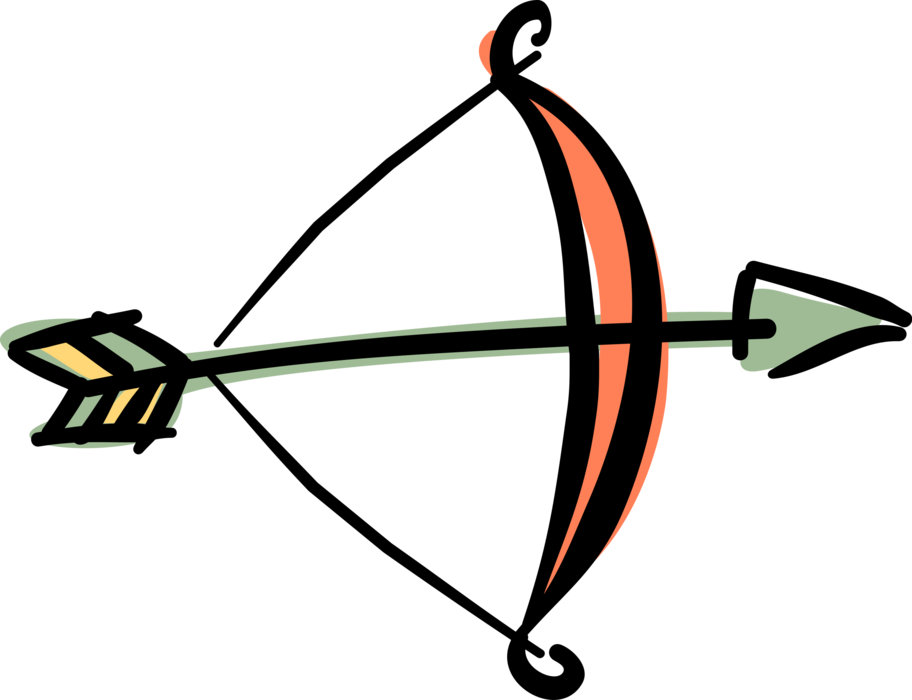 Vector Illustration of Archery Marksmanship Bow & Arrow Sport for Hunting and Combat