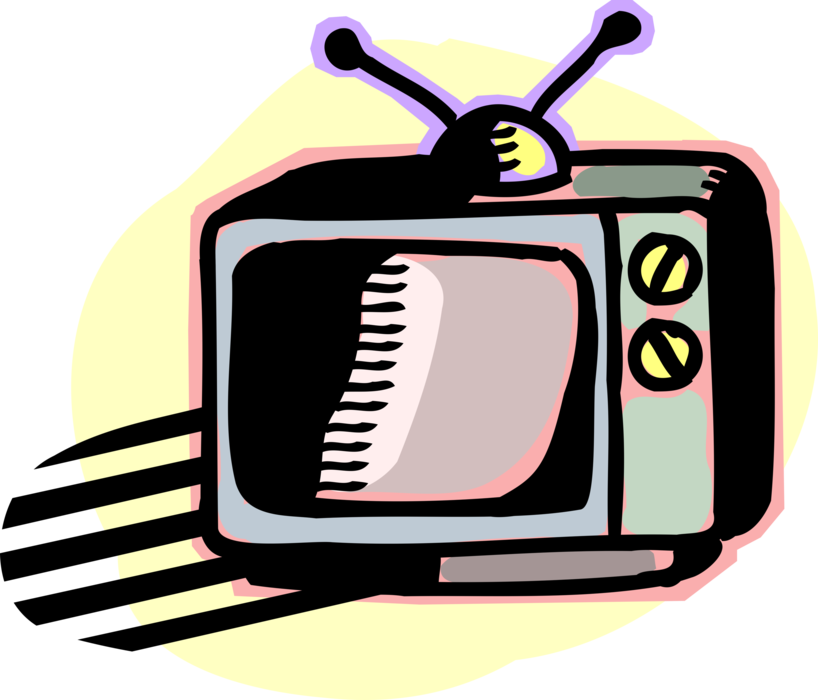 Vector Illustration of Television or TV Set Mass Medium, for Entertainment, Education, News, and Advertising