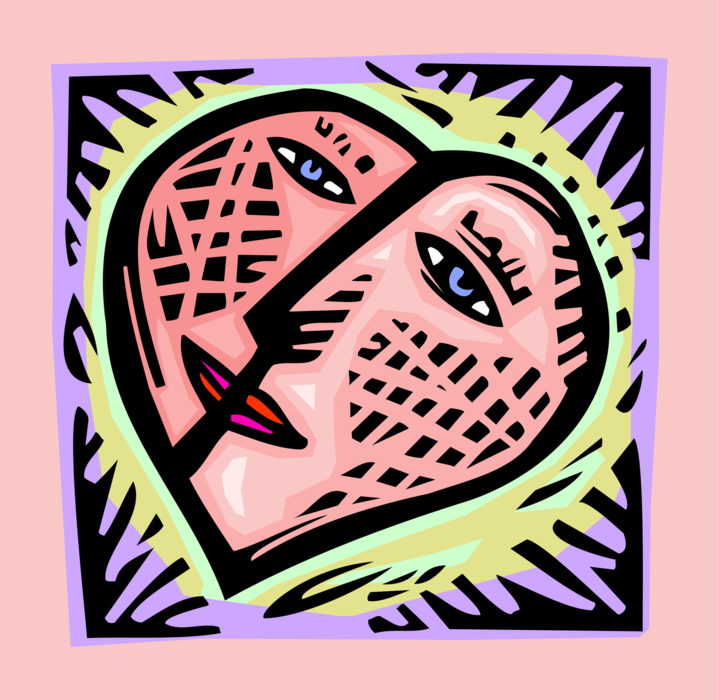 Vector Illustration of Anthropomorphic Heart Face