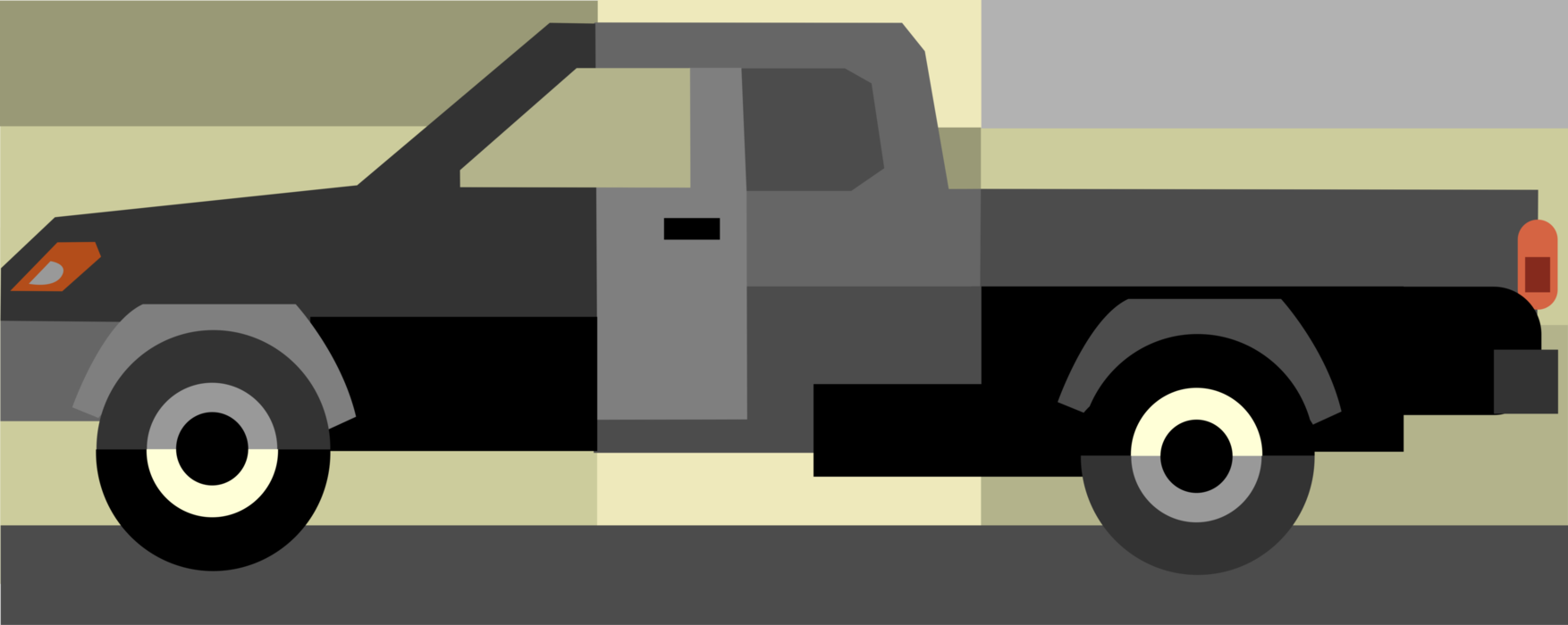 Vector Illustration of Four-Wheel Drive 4WD Four by Four Pickup Truck Automobile Motor Vehicle