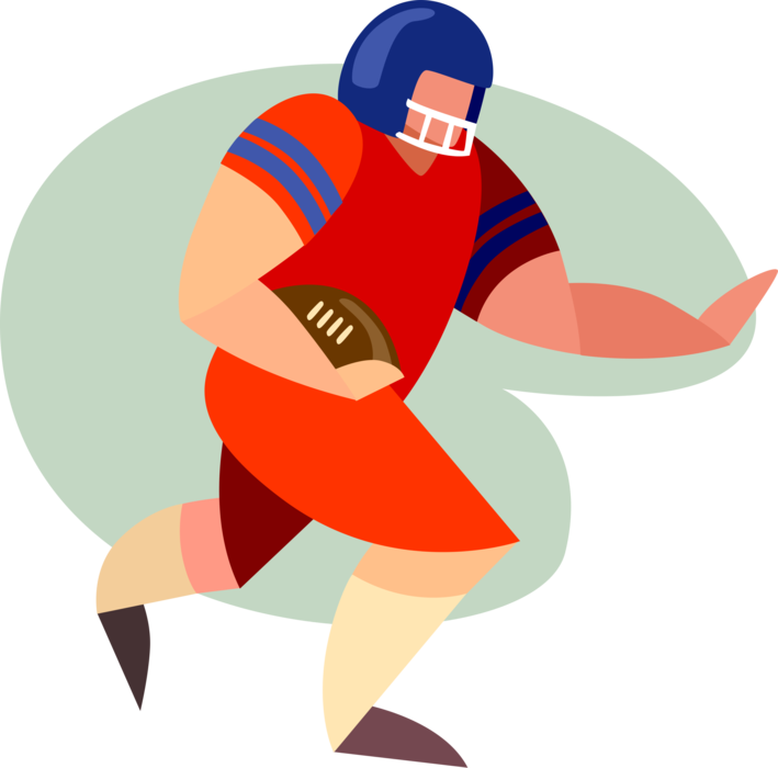 Vector Illustration of Football Player Charges Down the Field to Score Touchdown