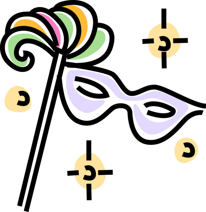 Vector Illustration of New Orleans Mardi Gras, Shrove Tuesday, or Fat Tuesday Masquerade Party Mask
