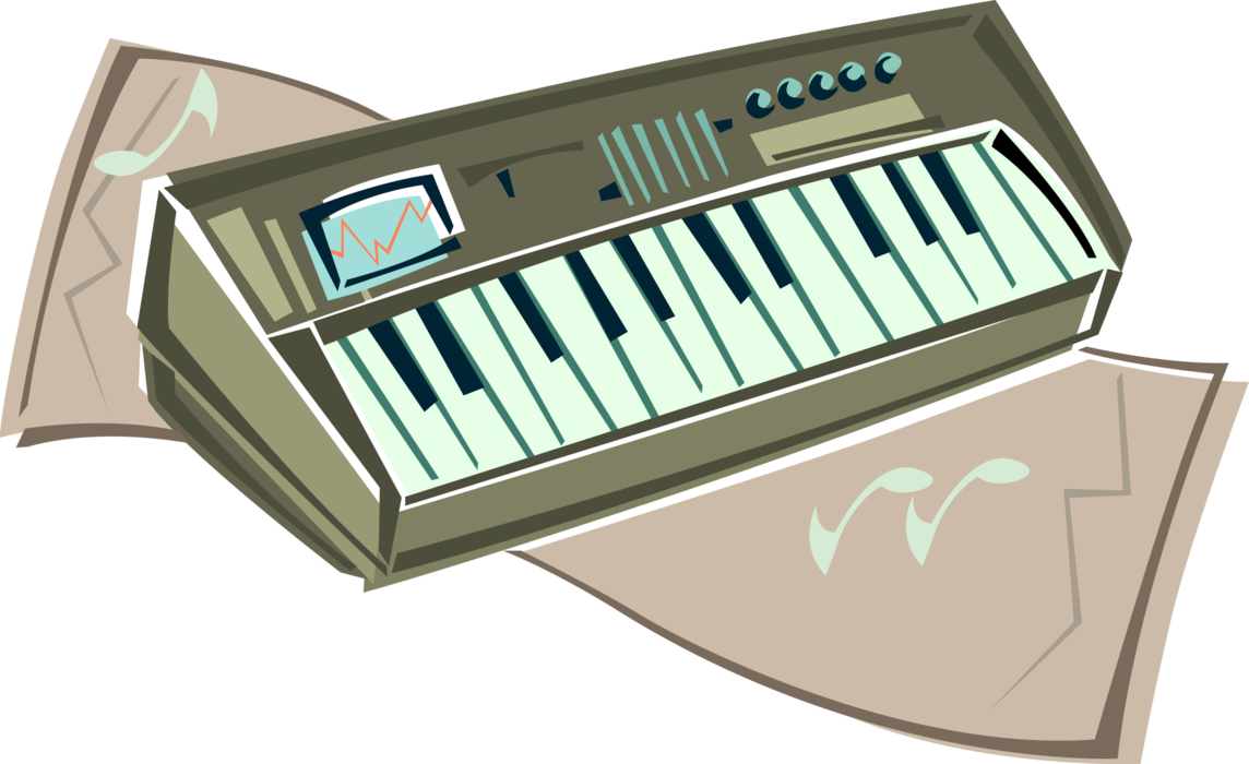 Vector Illustration of Electronic Piano Keyboard Sound Synthesizer Musical Instrument
