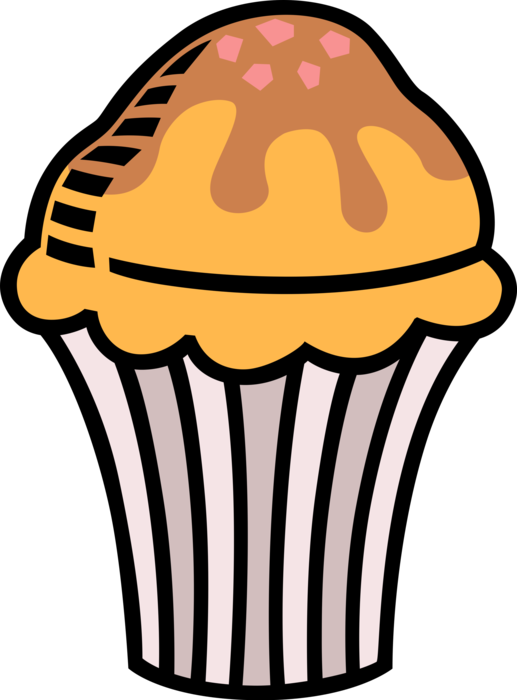 Vector Illustration of Baked Quick Bread Muffin Eaten as Breakfast Food