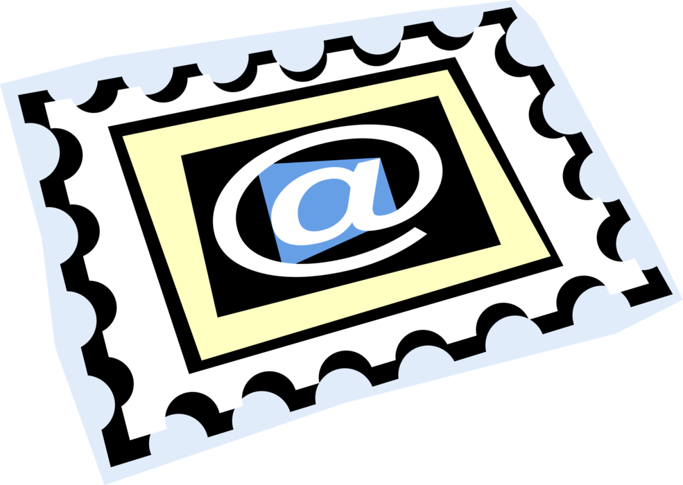 Vector Illustration of Post Office Postage Stamp Displayed on Mail Provides Proof of Postage Payment