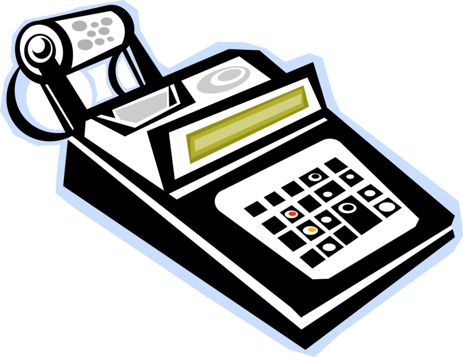 Vector Illustration of Calculator Portable Electronic Device Performs Basic Operations of Mathematics