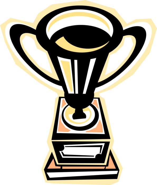 Vector Illustration of Winner's Trophy Cup Prize Award Recognizes Specific Achievement or Evidence of Merit