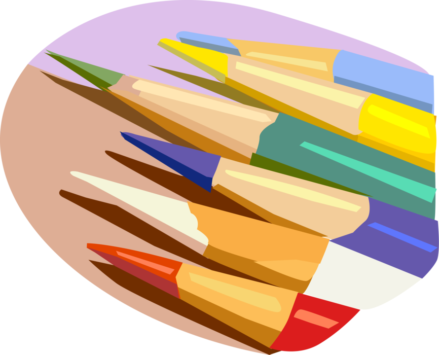 Vector Illustration of Colored Pencil Writing Instruments