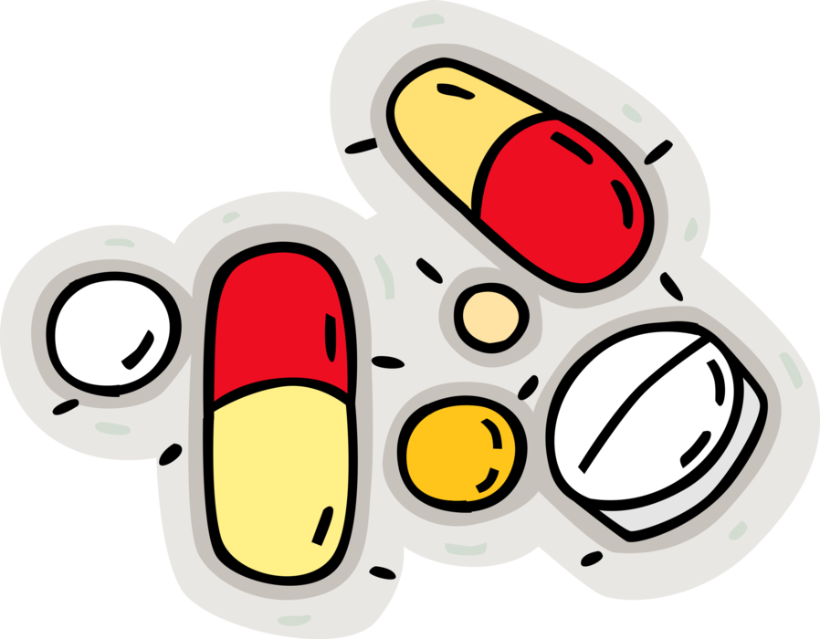 Vector Illustration of Pharmaceutical Oral Dosage Medication Tablet Pills