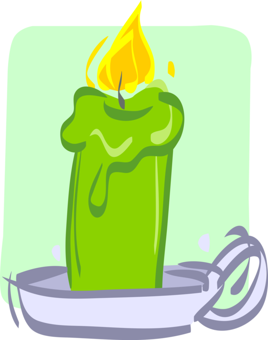 Vector Illustration of Candle and Flame with Holder