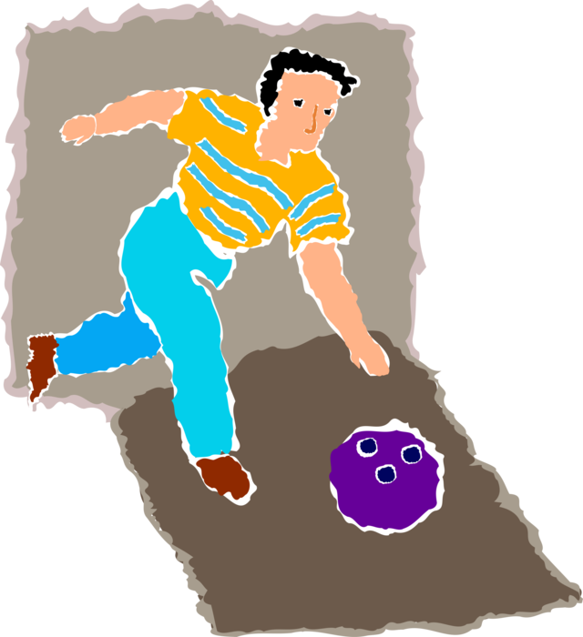 Vector Illustration of Bowler Bowls Bowling Ball Down Lane Alley