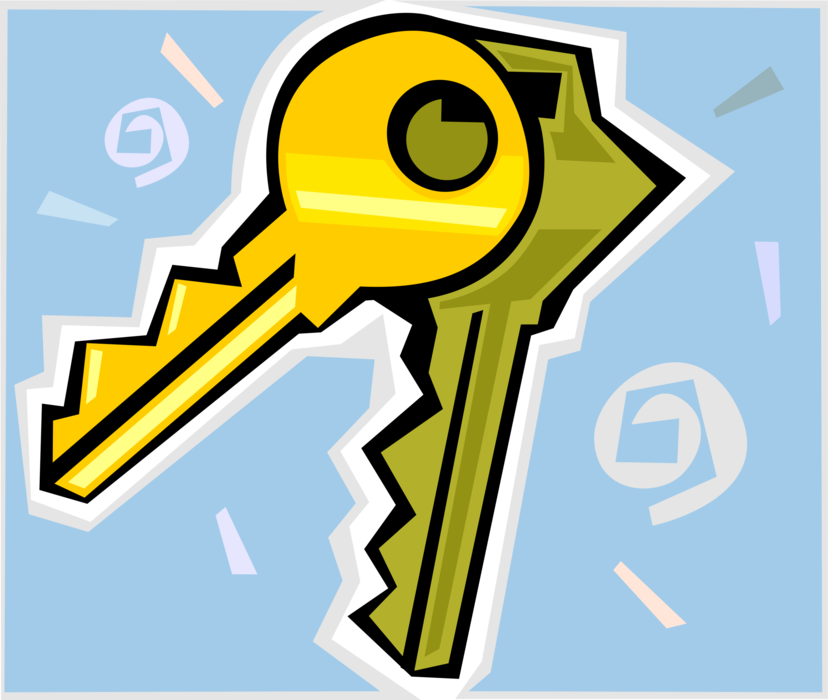 Vector Illustration of House Keys Unlock Padlock Locks