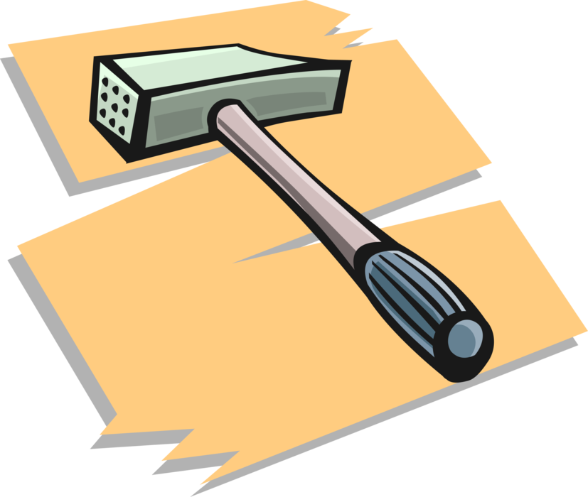 Vector Illustration of Mallet Hammer Hand Tool used to Drive Nails