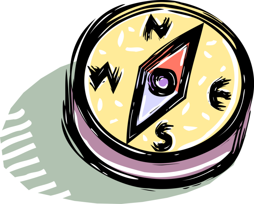 Vector Illustration of Magnetic Compass for Navigation and Finding Direction Points to "Magnetic North"