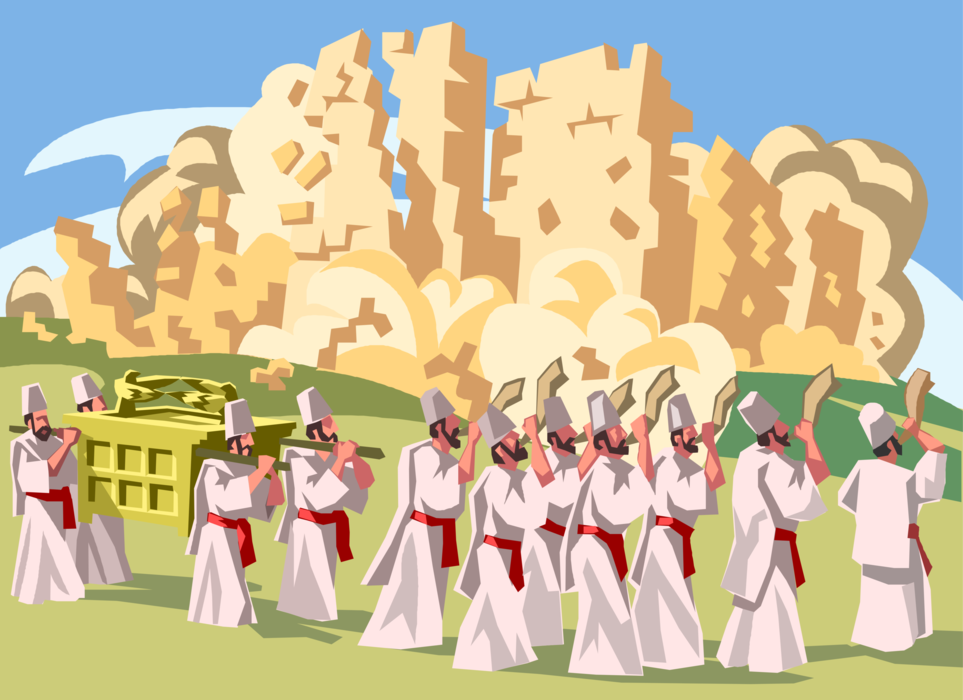 Vector Illustration of Battle of Jericho Joshua's Israelite Army Conquest of Canaan Biblical Story