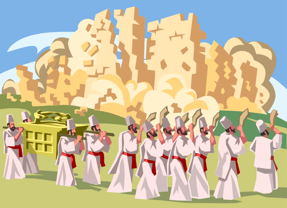 Vector Illustration of Battle of Jericho Joshua's Israelite Army Conquest of Canaan Biblical Story