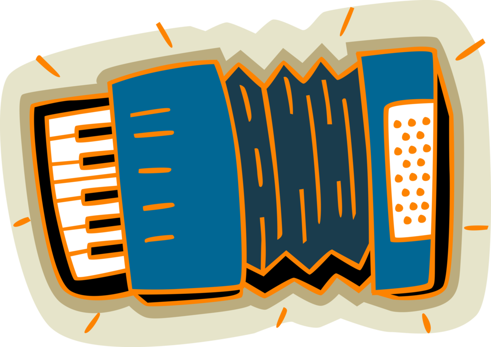 Vector Illustration of Accordion Bellows-Driven Musical Instrument