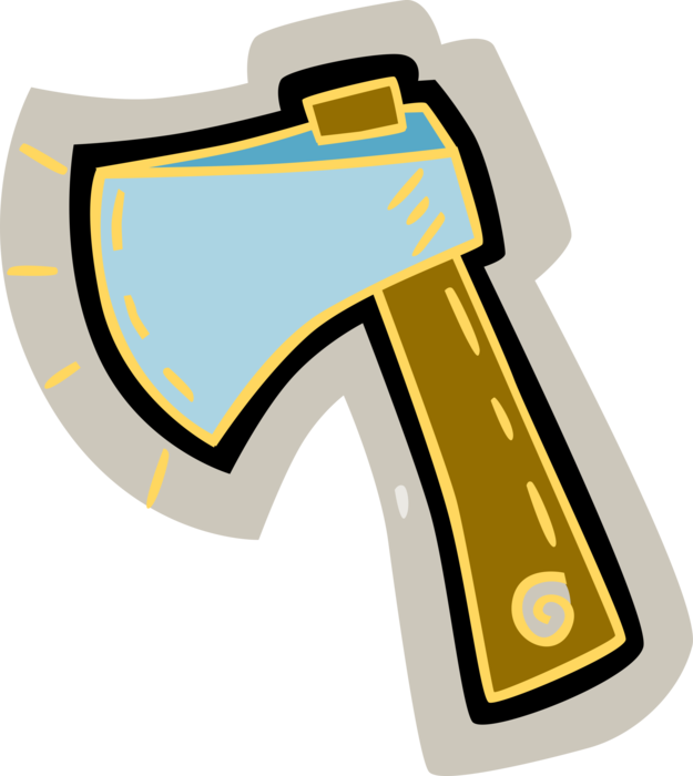 Vector Illustration of Outdoor Recreational Activity Camping Axe or Hatchet