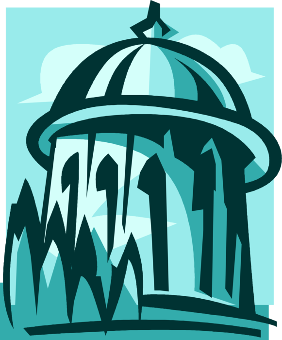 Vector Illustration of Bahá'í World Centre, Spiritual and Administrative Centre of Bahai Faith, Haifa, Israel