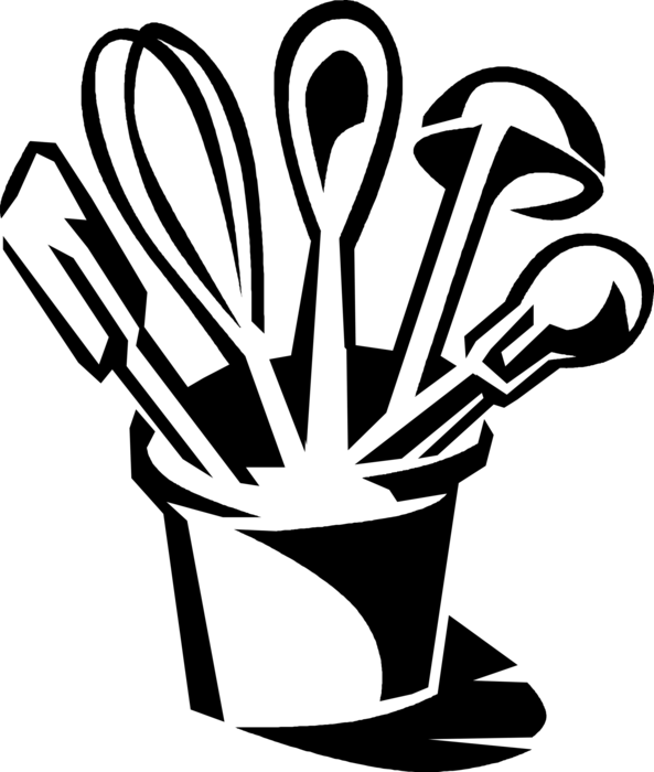 Vector Illustration of Kitchen Kitchenware Cooking Tool Utensils in Cup Holder