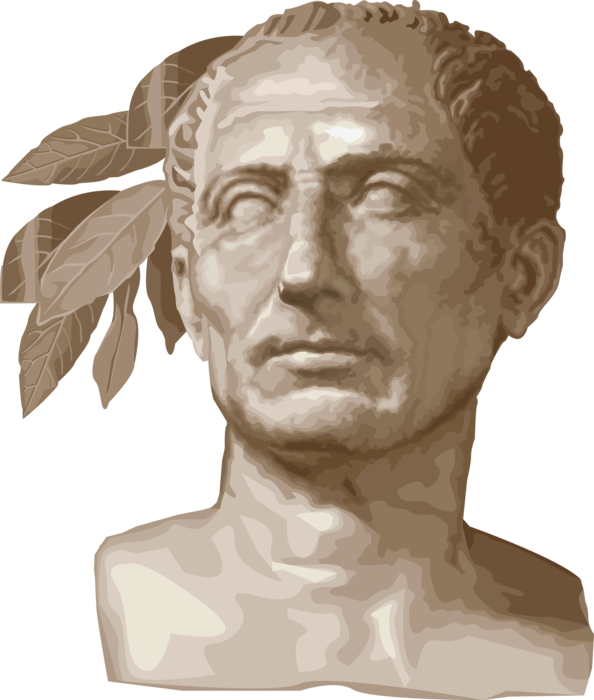 Vector Illustration of Julius Caesar, Roman Statesman, General Turned Roman Republic into Roman Empire