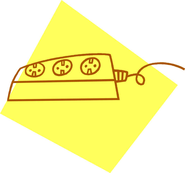 Vector Illustration of Power Strip or Power Bar Block of Electrical Sockets
