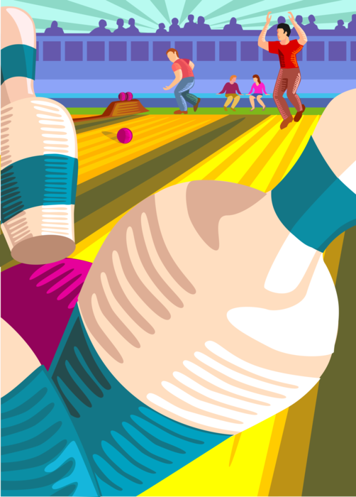 Vector Illustration of Bowling Alley Bowler Bowls Strike