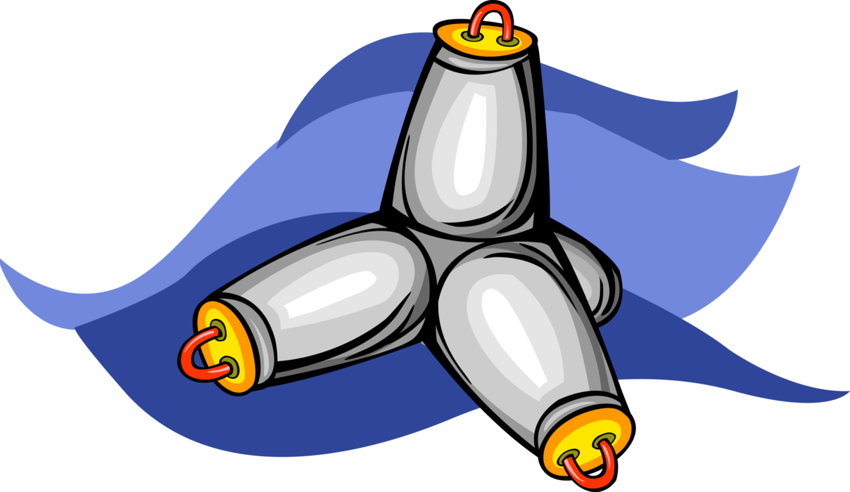 Vector Illustration of Floating Anchored Buoy Marks Maritime Channel or Hazard Channel Marker