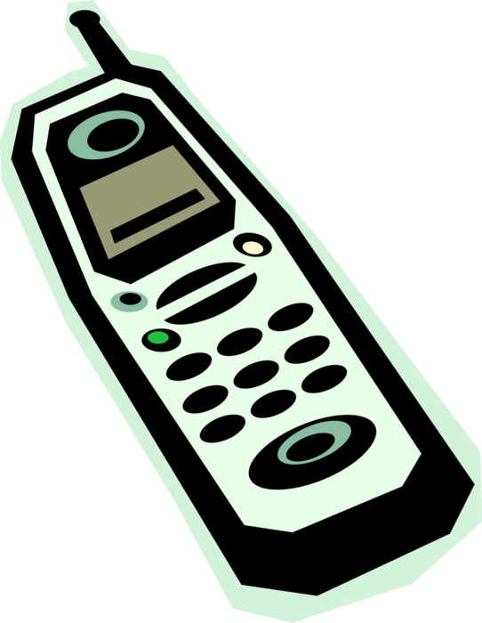 Vector Illustration of Mobile Smartphone Phone Telephone Makes and Receives Calls Over Radio Frequency Carrier