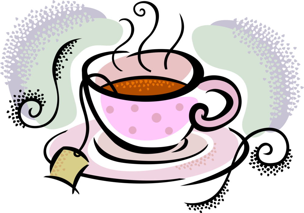 Vector Illustration of Cup of Steeped Tea in Teacup with Tea Bag