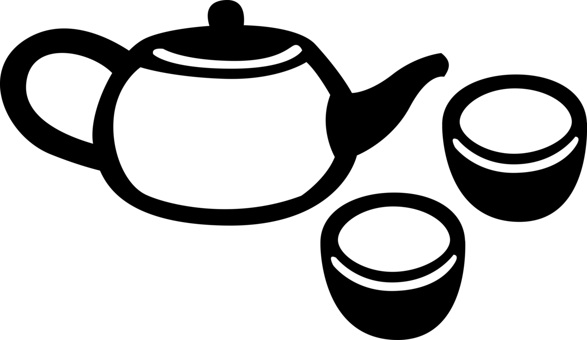 Vector Illustration of Teapot with Spout and Handle Serves Freshly Steeped Tea Leaves