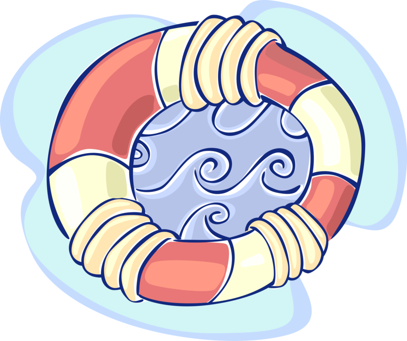 Vector Illustration of Lifebuoy Ring Lifesaver Life Saving Floating Buoy Provides Buoyancy and Prevents Drowning