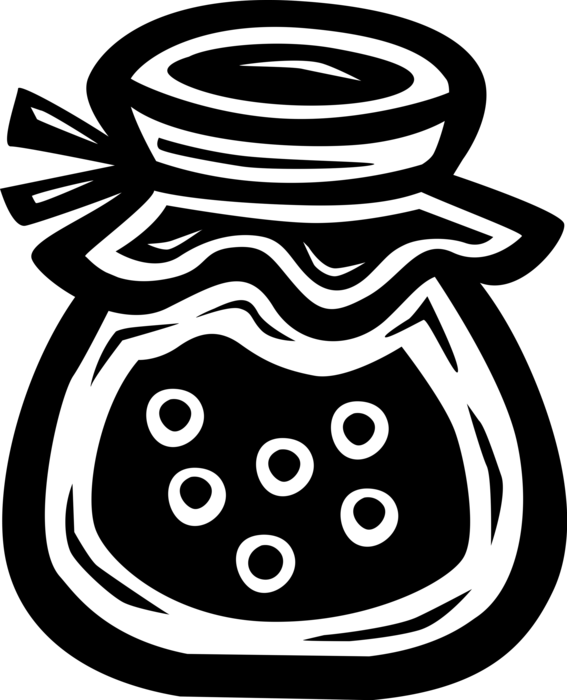 Vector Illustration of Jar of Homemade Preserves Jam or Jelly