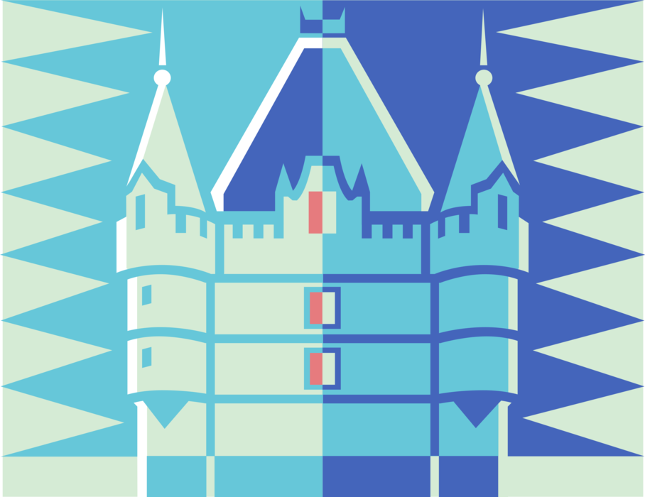 Vector Illustration of Fortified European Castle Structure from Medieval Middle Ages