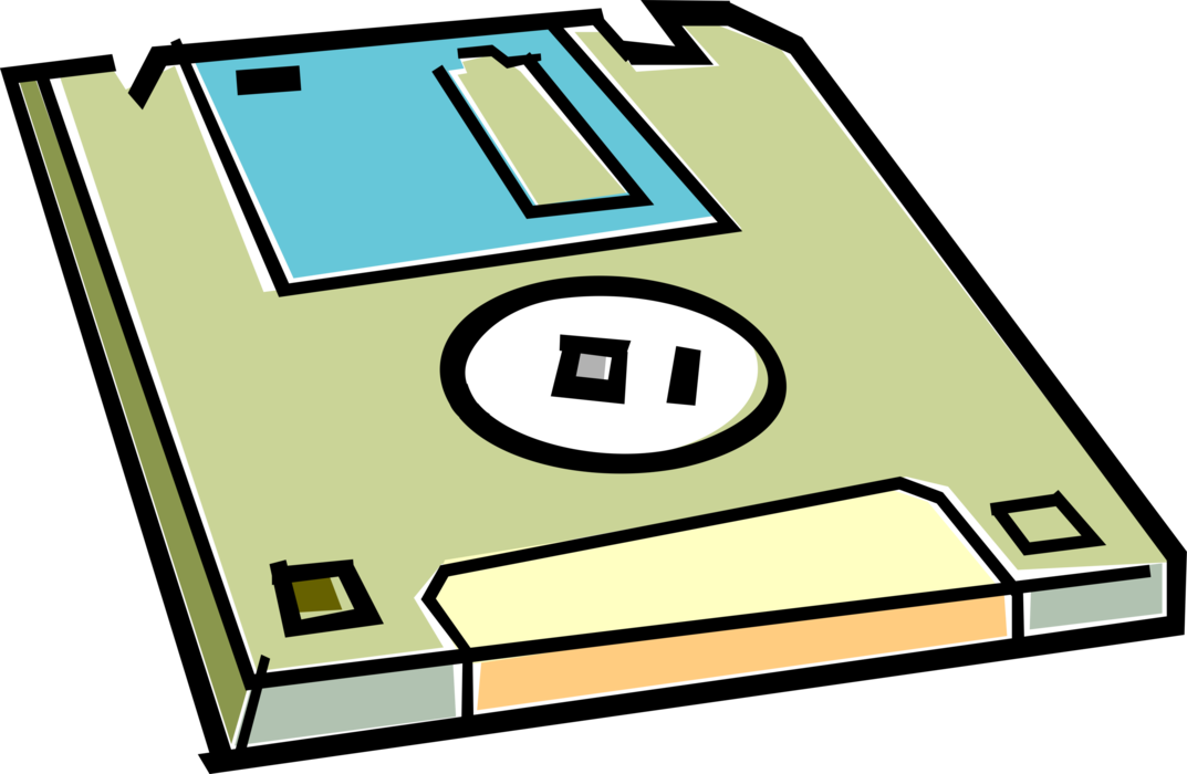 Vector Illustration of 3.5" Diskette Disk Digital Data Storage Option