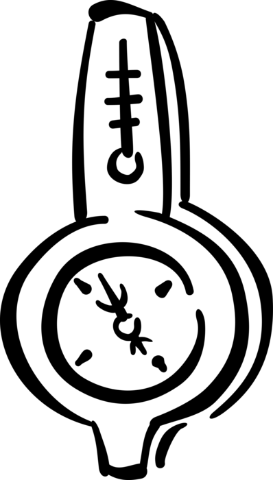 Vector Illustration of Thermometer for Air Temperature with Barometer to Measure Atmospheric Pressure