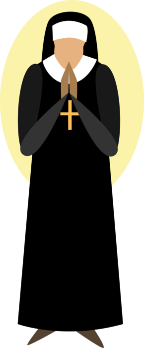 Vector Illustration of Religious Community of Women Nun Lives under Vows of Poverty, Chastity, and Obedience
