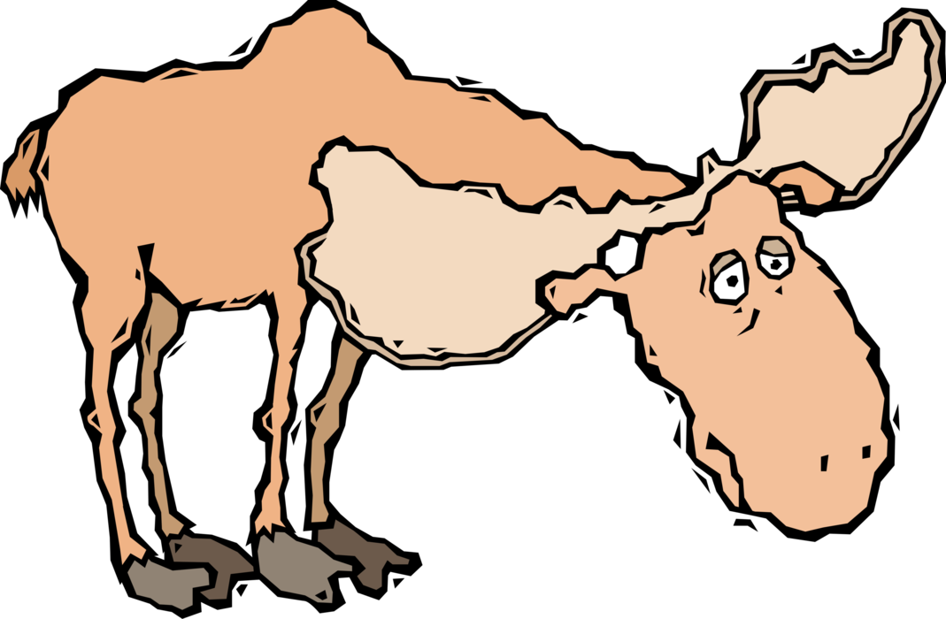 Vector Illustration of Large, Long-Headed Mammal Canadian Moose