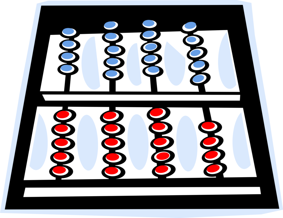 Vector Illustration of Abacus Counting Bead Frame Calculating Tool