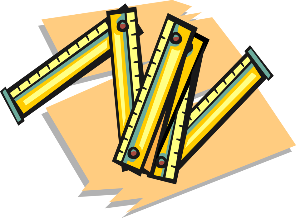 Vector Illustration of Folding Ruler, Rule or Line Gauge Measures Distances