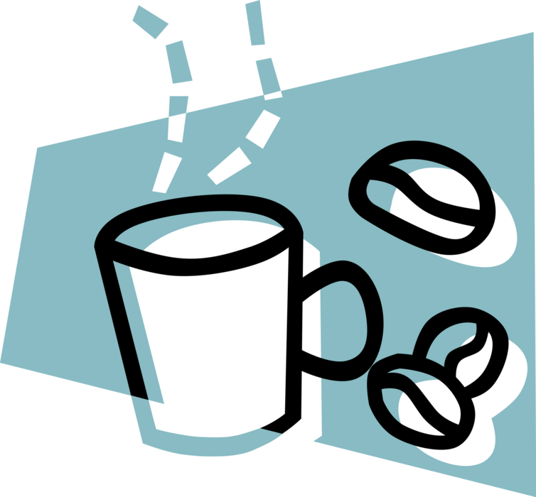 Vector Illustration of Cup of Coffee with Coffee Bean Seed of the Coffee Plant