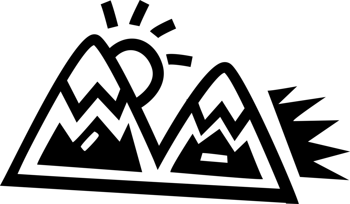 Vector Illustration of Mountain Natural Elevation Rising to Summit