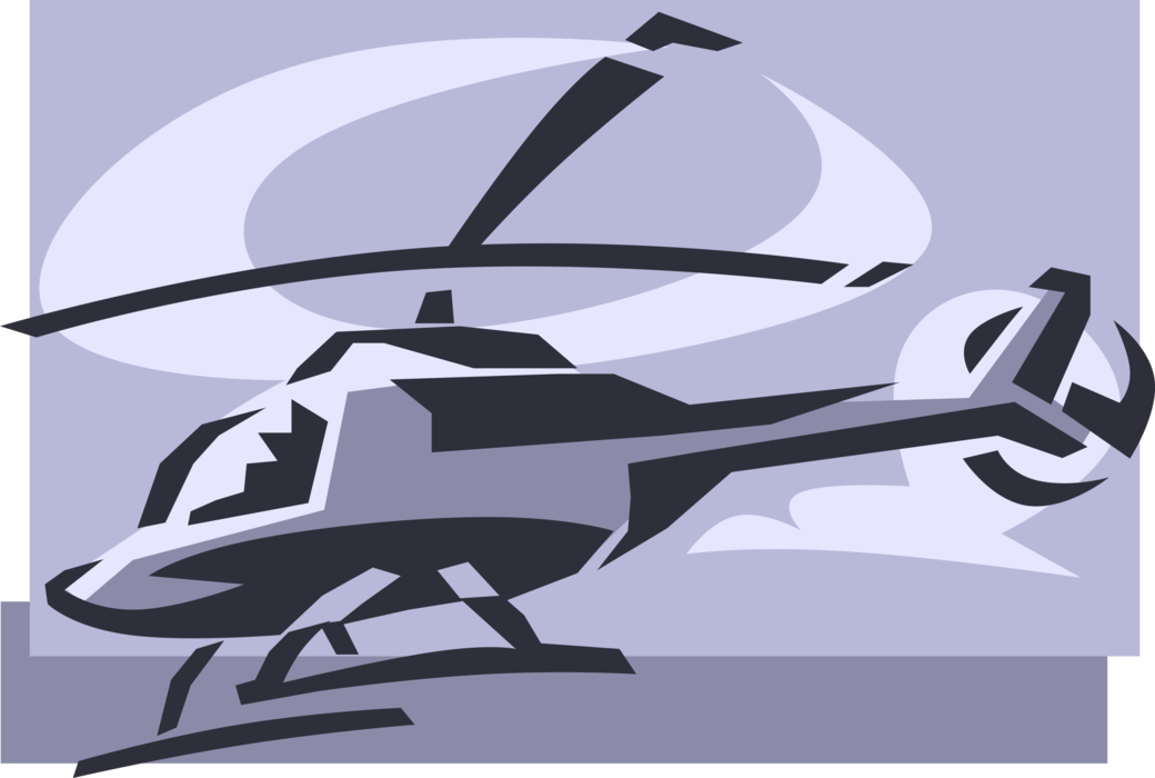 Vector Illustration of Helicopter Rotorcraft Applies Lift and Thrust Supplied by Rotors